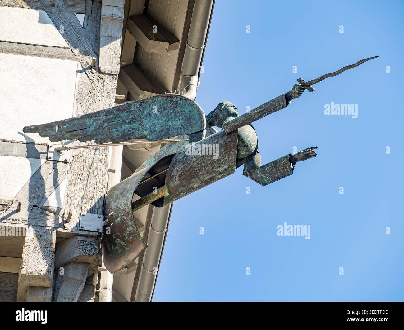 Metallgargoyle, Silbermuseum Ott-Pausersche Fabrik, Schwäbisch Gmünd, Deutschland Stockfoto