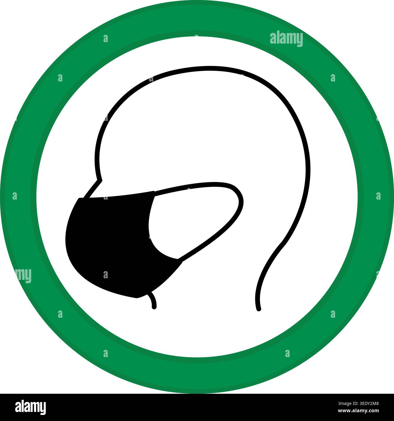 Grünes Zeichen Maske Verwenden. Vektorsymbol. Sicherheitsmaßnahmen, Infektionskrankheitsprävention. Coronavirus-Schutz. Warnschild zum obligatorischen Tragen der Maske Stock Vektor
