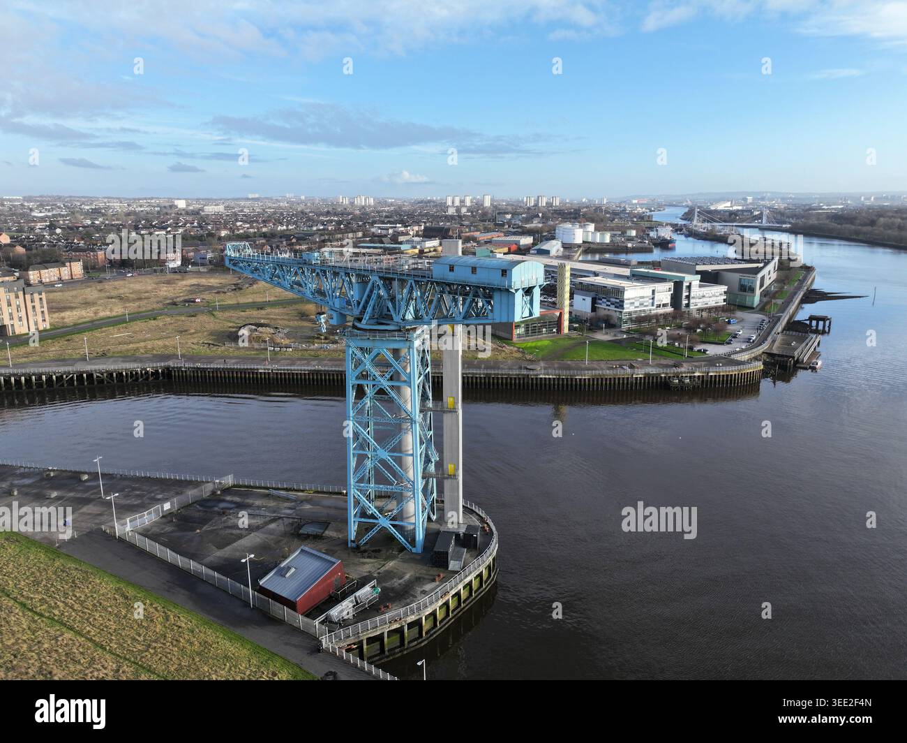 Drohnenansicht des Titankrans Clydebank Stockfoto
