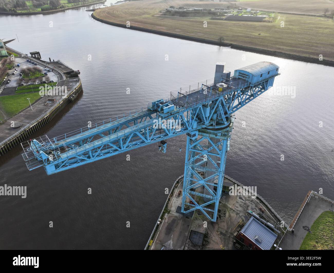Drohnenansicht des Titankrans Clydebank Stockfoto