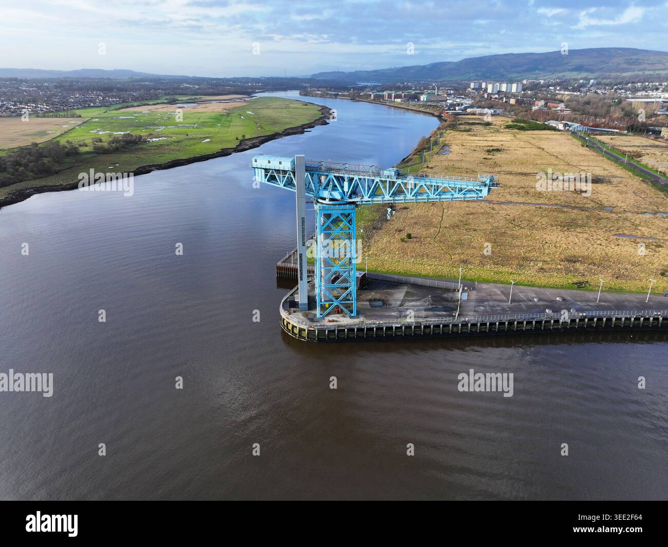 Drohnenansicht des Titankrans Clydebank Stockfoto