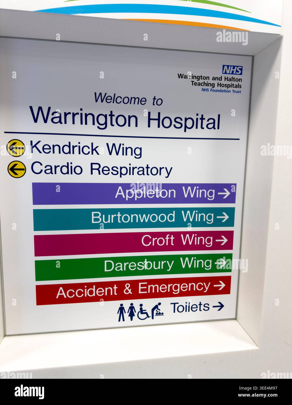 Stationen des Warrington Hospitals, Warrington Hospital, Warrington, Cheshire, England, UK. Stockfoto