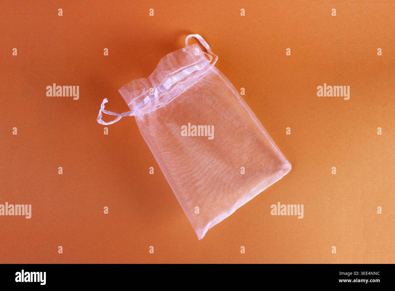 Kleiner transparenter Beutel mit Band Stockfoto