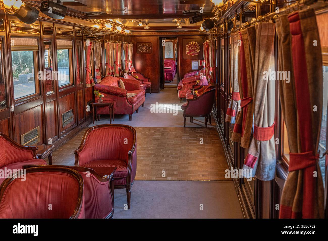 Eine Luxuskutsche auf dem Al Andalus Express in Spanien. Stockfoto