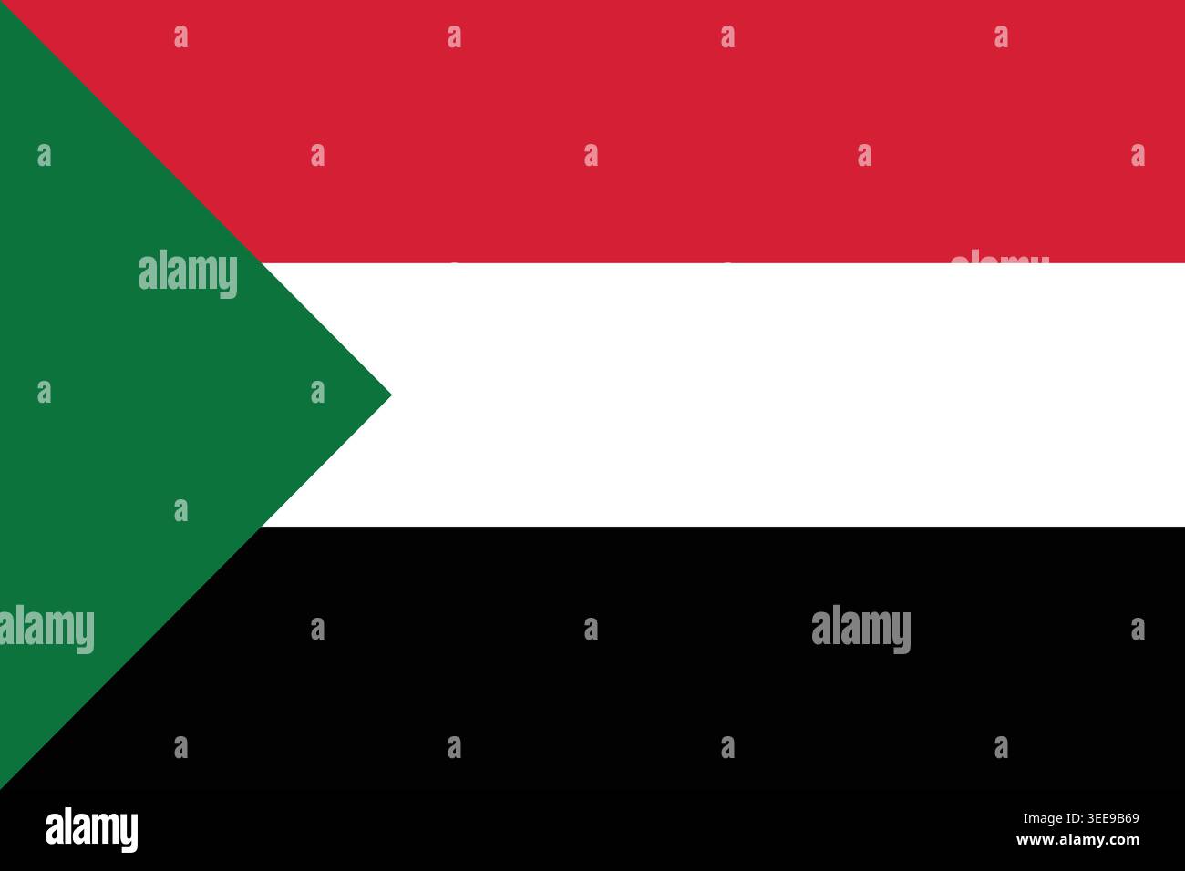 Sudanesische Nationalflagge flache Vektor-Illustration. Geeignet für redaktionelle und pädagogische Zwecke. Stock Vektor
