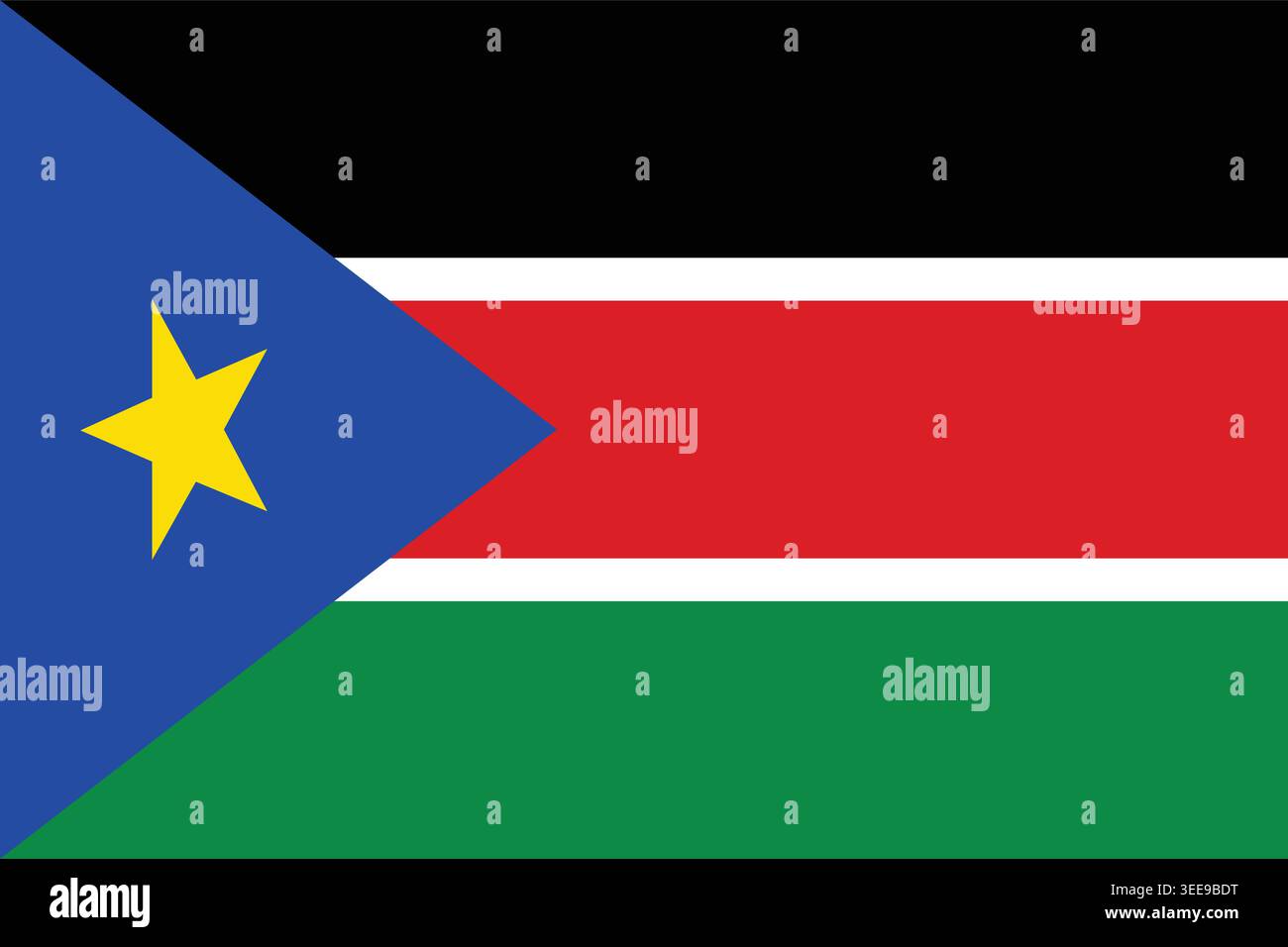 südsudan Nationalflagge flache Vektor-Illustration. Geeignet für redaktionelle und pädagogische Zwecke. Stock Vektor