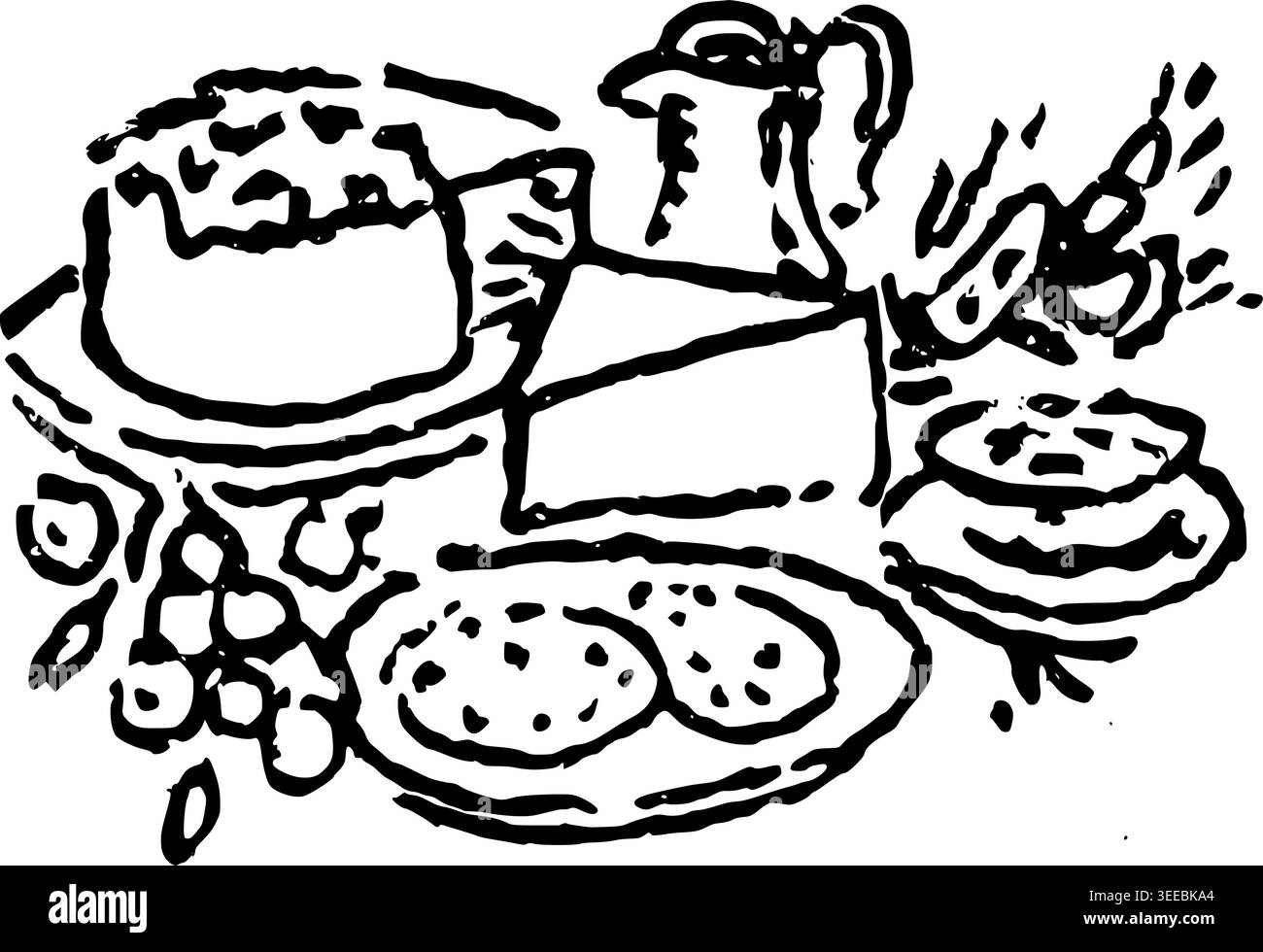 Hand Gezeichnete Charcuterie Spread Vektor Illustration Stock Vektor