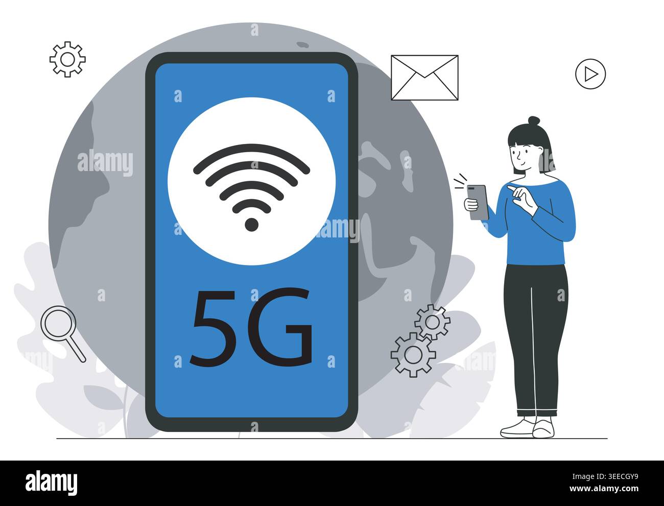 5G-Mobil-Konnektivität. Vektorabbildung Stock Vektor