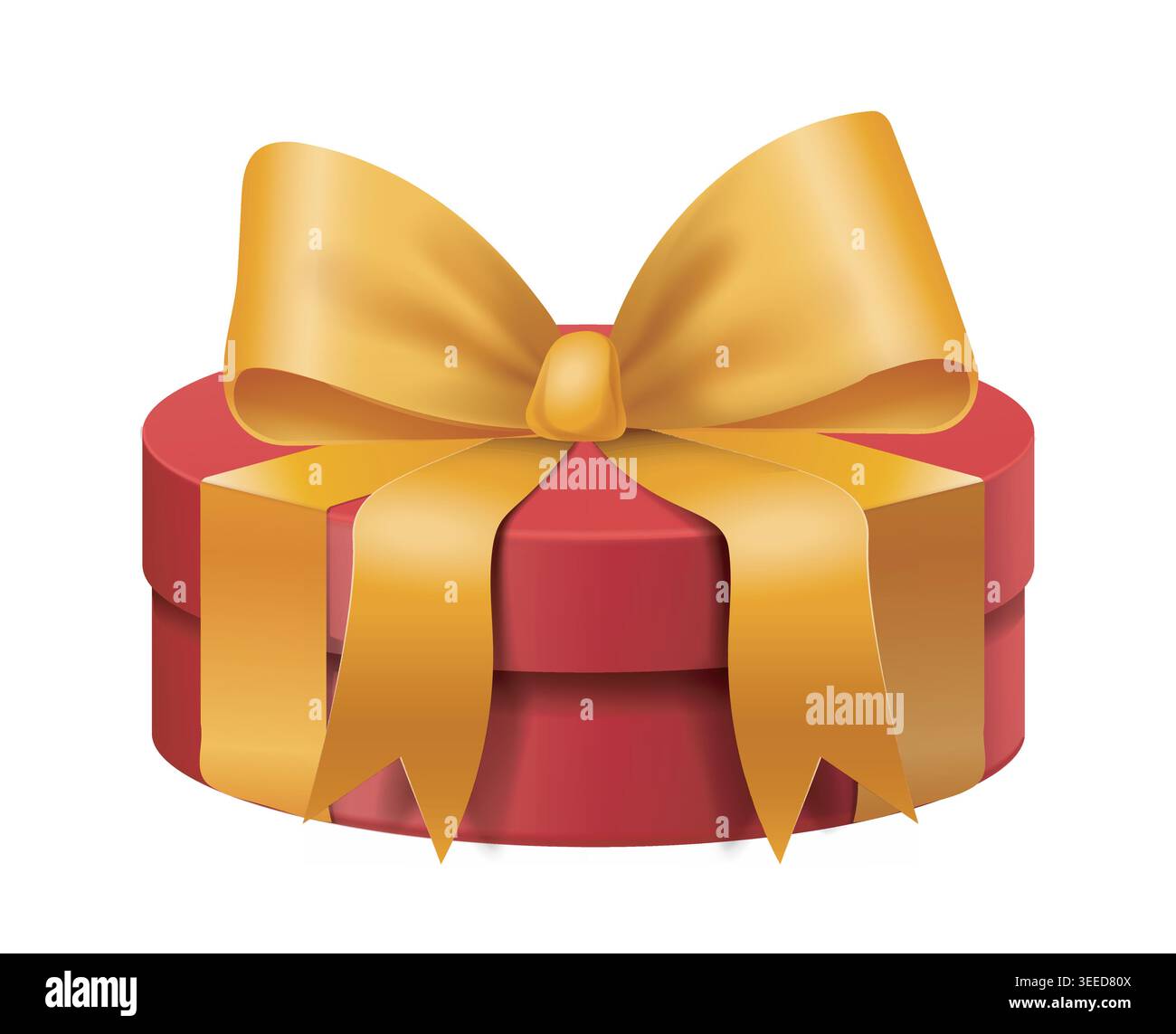 Rote Geschenkbox mit goldener Schleife. Vektorabbildung Stock Vektor