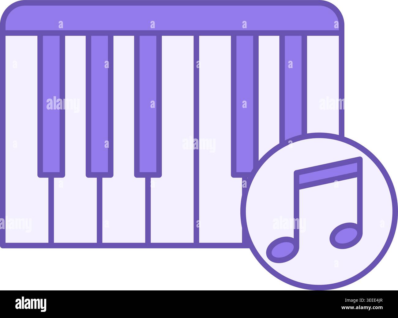 Farbiges Klaviersymbol. Vektorabbildung. Klavier mit Tasten und Musical Note. Musikinstrument. Musikkonzept Stock Vektor