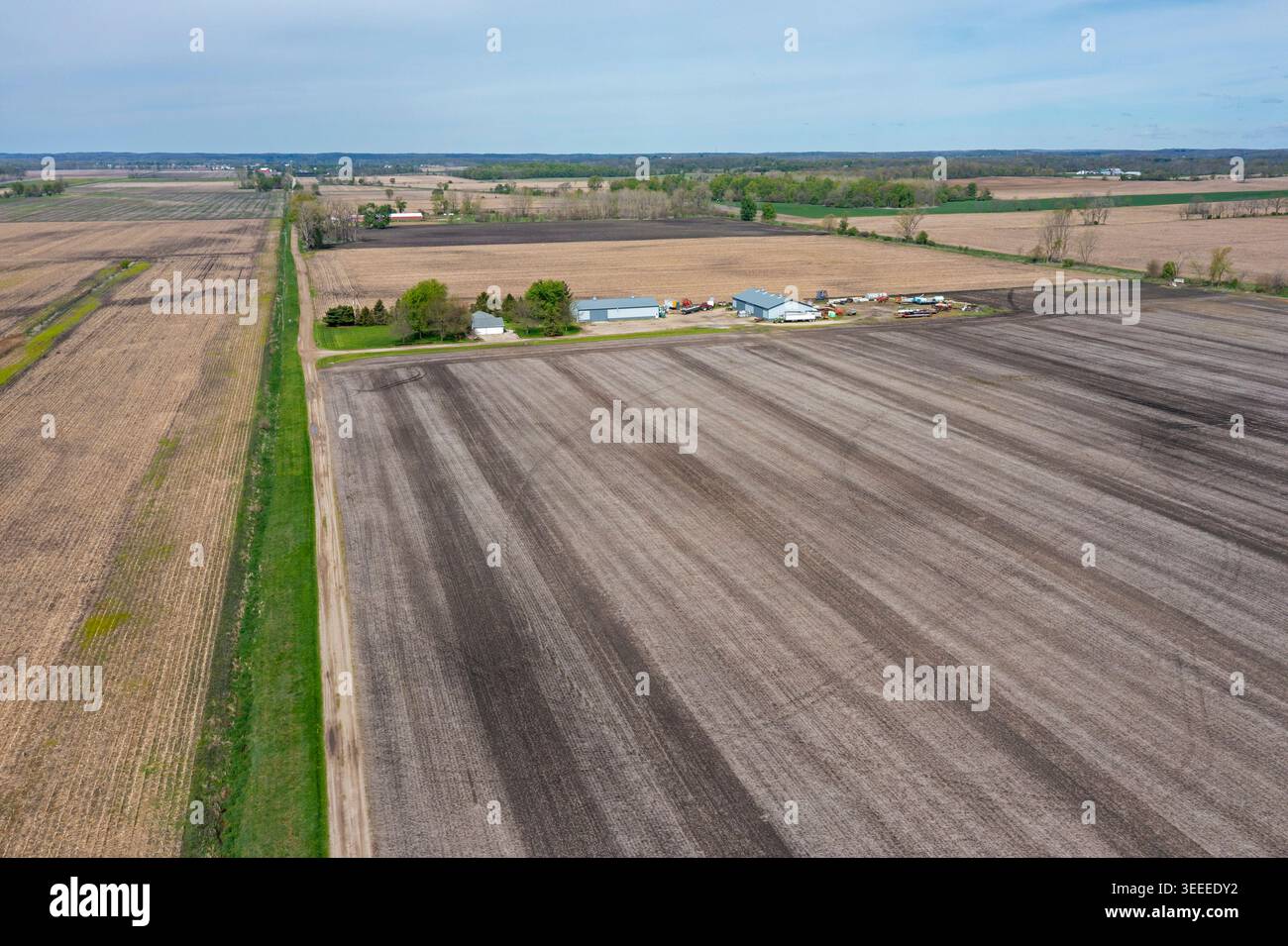 Saline, Michigan – Farmland im Südosten von Michigan im lockeren Frühling. Stockfoto
