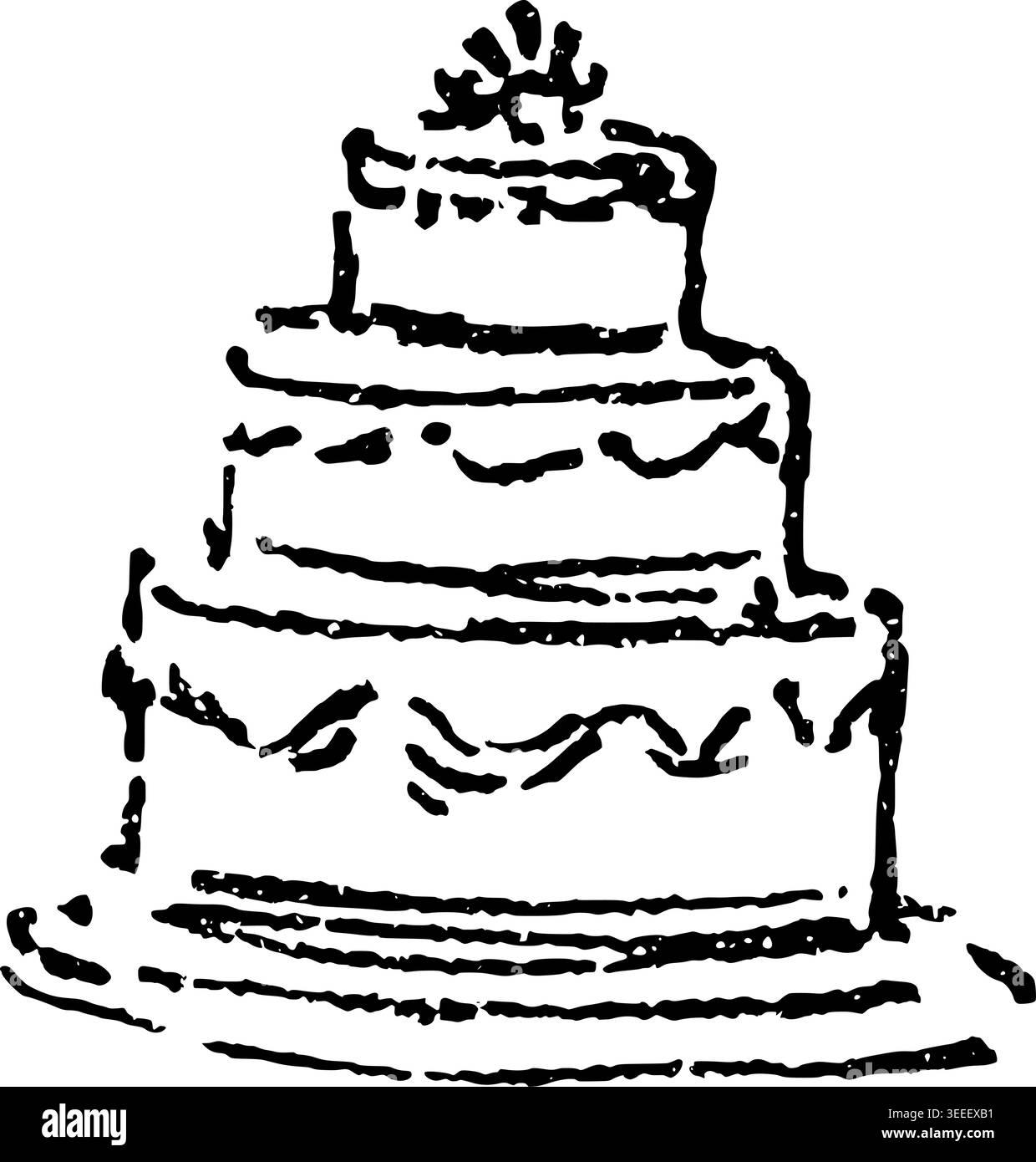 Hand Gezeichnete Mehrstufige Hochzeitstorte Vektor-Illustration Stock Vektor