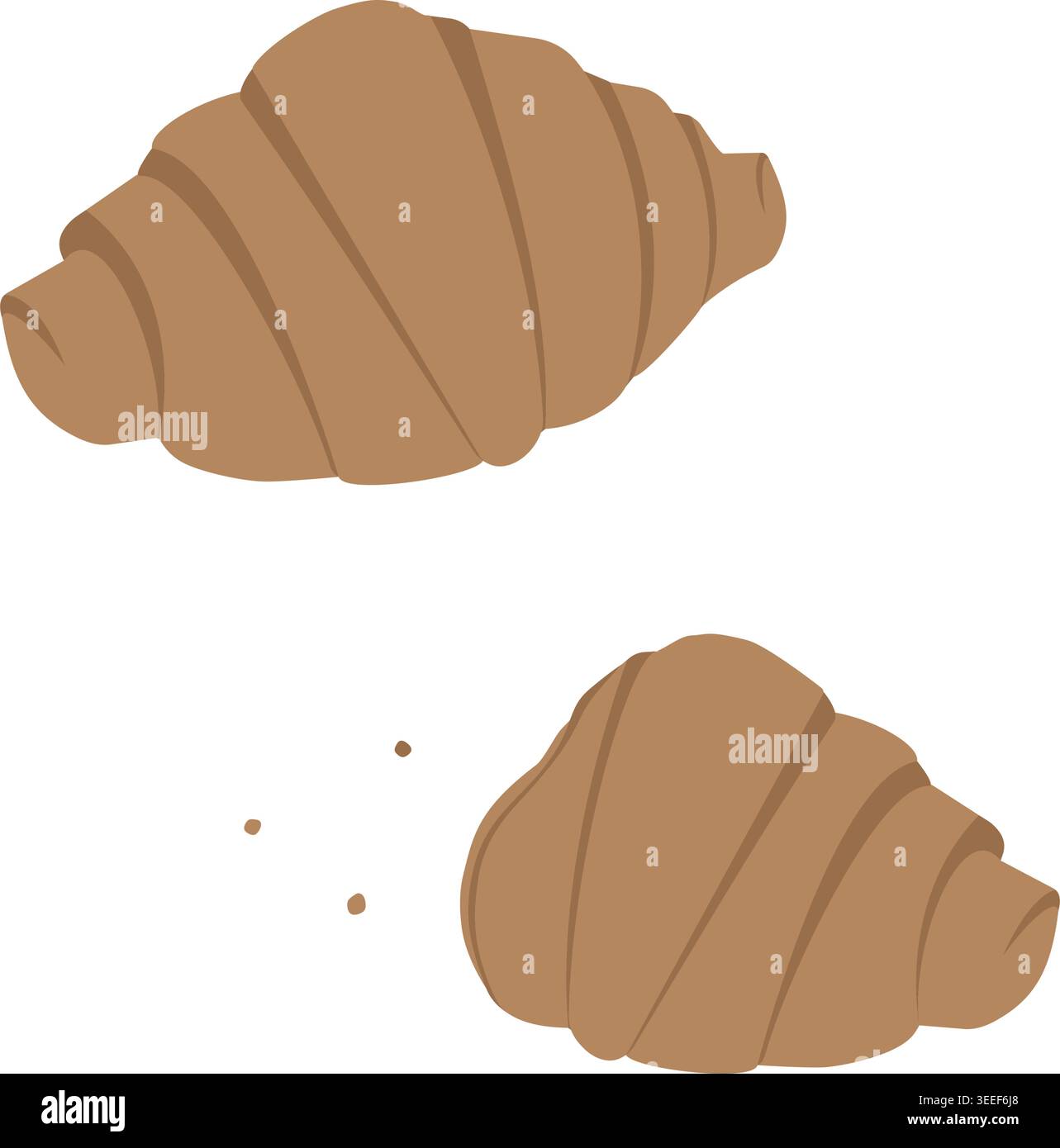 Croissant ganze Ameise gebissen mit Krümeln minimalistische flache Bäckerei oder Croissant Verpackung Design Element. Isolierte Vektor Illustration Croissant Tag Aufkleber Icon Logo Druck oder Werbematerialien, Medienpost Stock Vektor