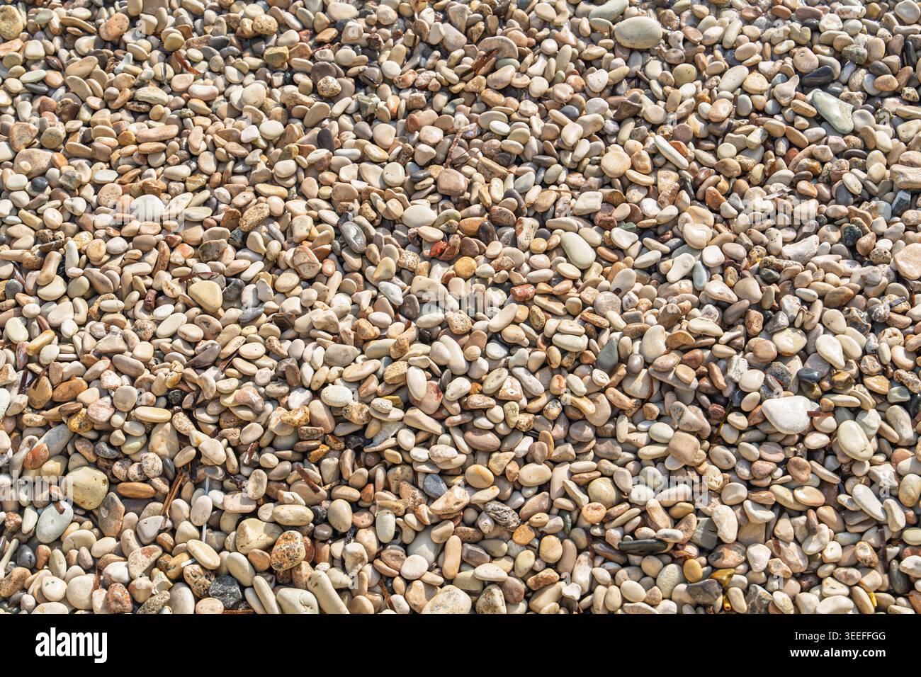 Kieselstrand Hintergrund in Kroatien mit Naturstein Textur und Muster für vielseitige, A Stockfoto