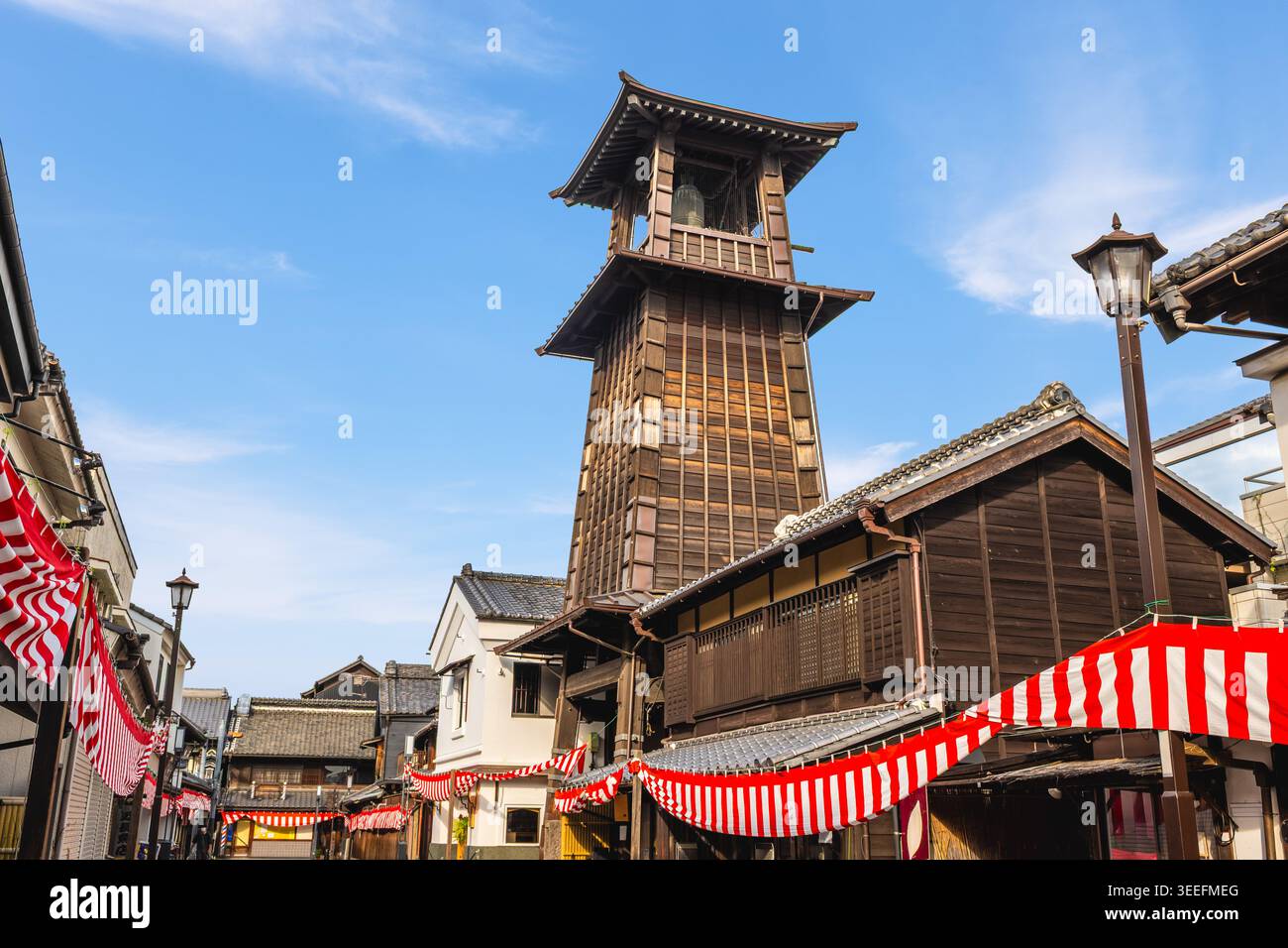 Glocke der Zeit, ein Glockenturm in Kawagoe in der Präfektur Saitama, Kanto, Japan Stockfoto