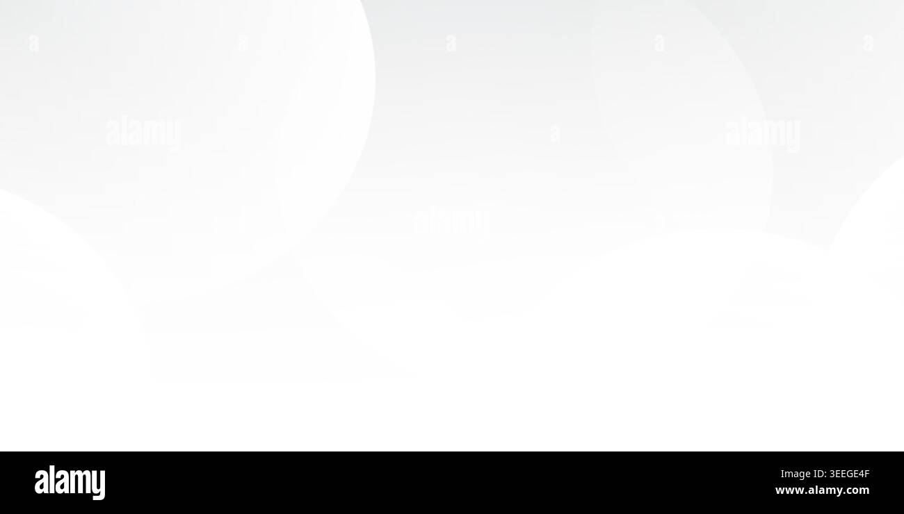 Ein minimalistischer abstrakter Hintergrund mit weichen, sich überlappenden weißen Kreisen auf einer hellgrauen Oberfläche, die ein klares und luftiges Gefühl schafft. Stockfoto