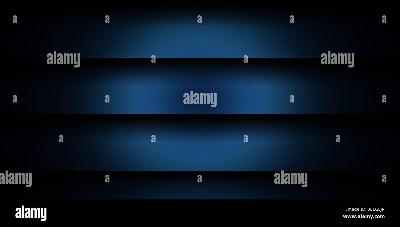 Ein raffinierter Hintergrund aus dunkelblauen horizontalen Streifen, beleuchtet durch einen zentralen Spotlight-Effekt, der Tiefe und Dimension verleiht. Stockfoto