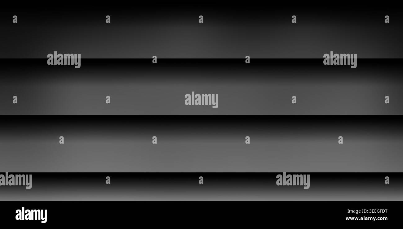 Ein minimalistischer Hintergrund mit dunkelgrauen horizontalen Leisten mit weichen Schatten, die eine elegante, moderne und industrielle Ästhetik schaffen. Stockfoto