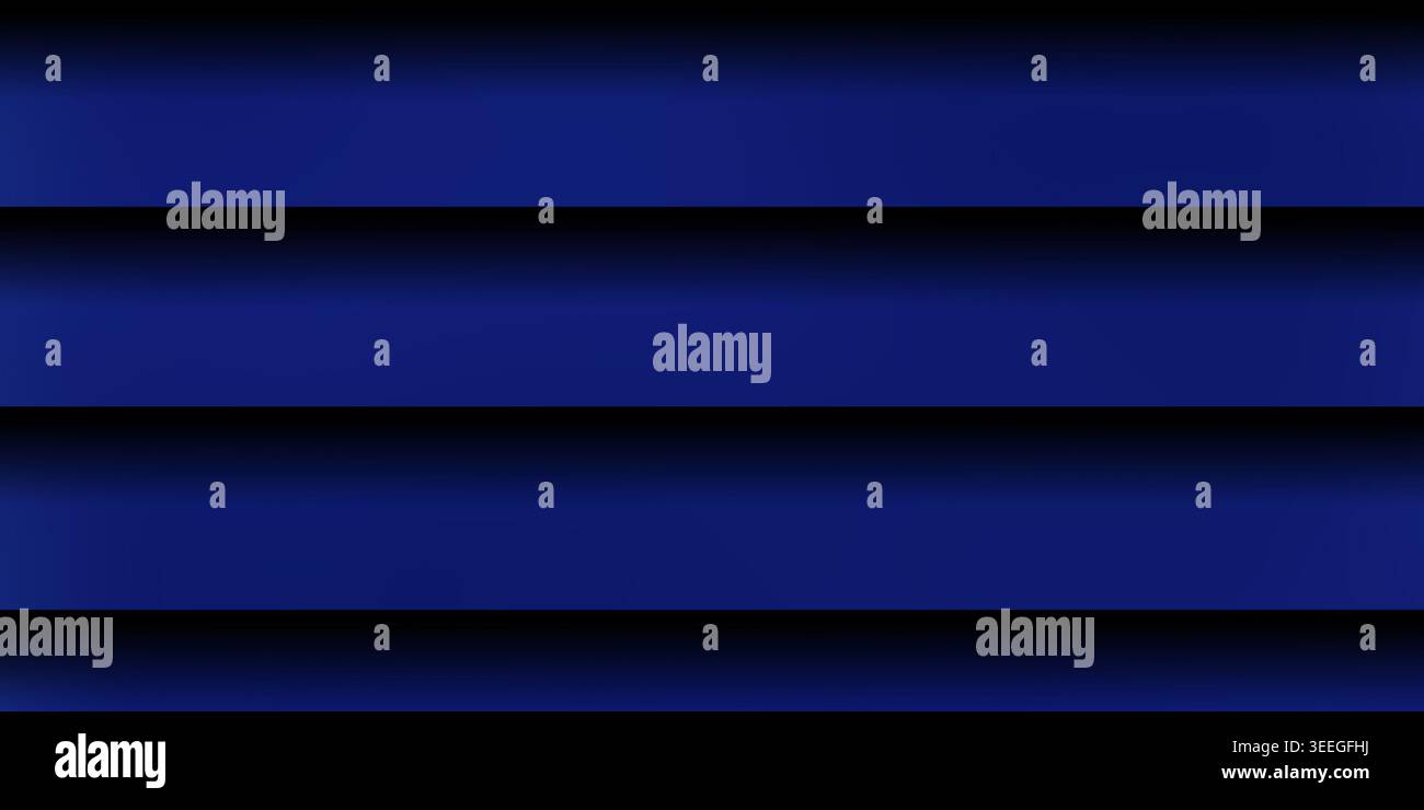Ein moderner abstrakter Hintergrund mit horizontalen blauen Streifen und weichen Schlagschatten für einen mehrschichtigen 3D-Effekt. Stockfoto