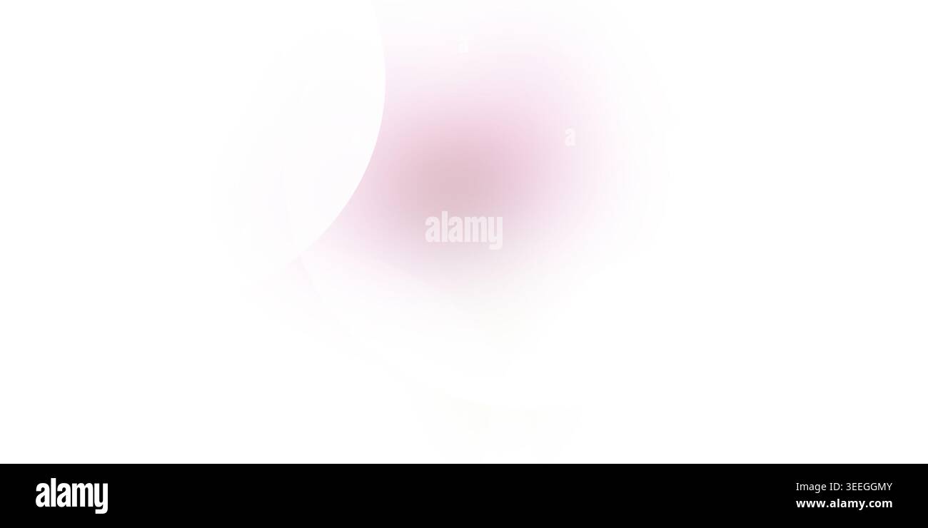 Eine minimalistische abstrakte Komposition mit einem weichen, ätherischen rosa leuchtenden Lichteffekt, der teilweise durch eine weiße kreisförmige Form verdeckt wird, isoliert auf weiß Stockfoto