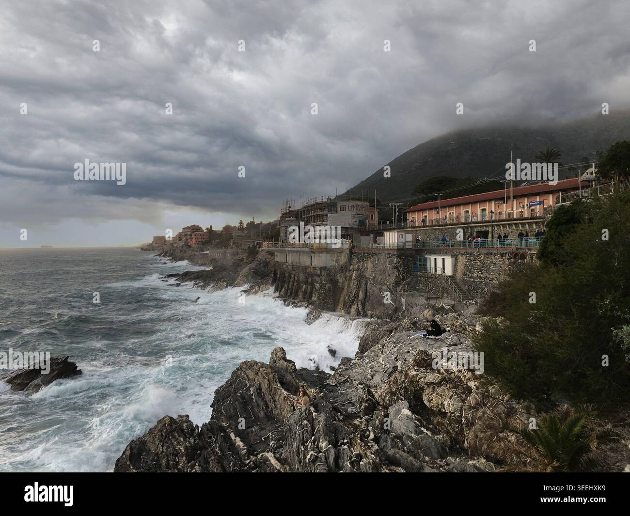 Nervi ist ein ehemaliges Fischerdorf an der Riviera di Levante, heute ein Badeort in Ligurien, Italien, Europa. Stockfoto