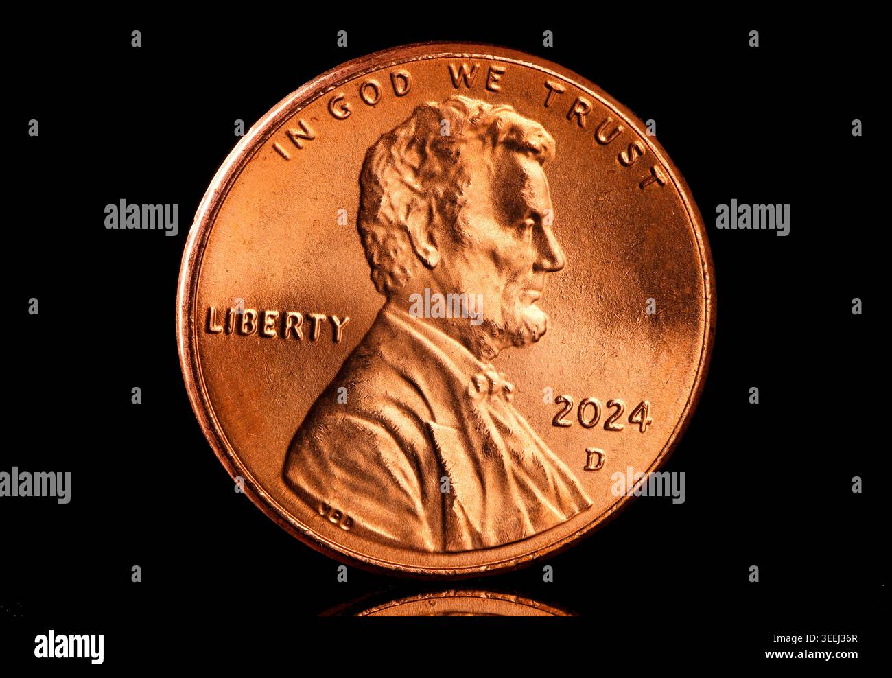 2024 United States of America Lincoln Penny/One Cent mit einem Porträt von Abraham Lincoln auf der Vorderseite Stockfoto
