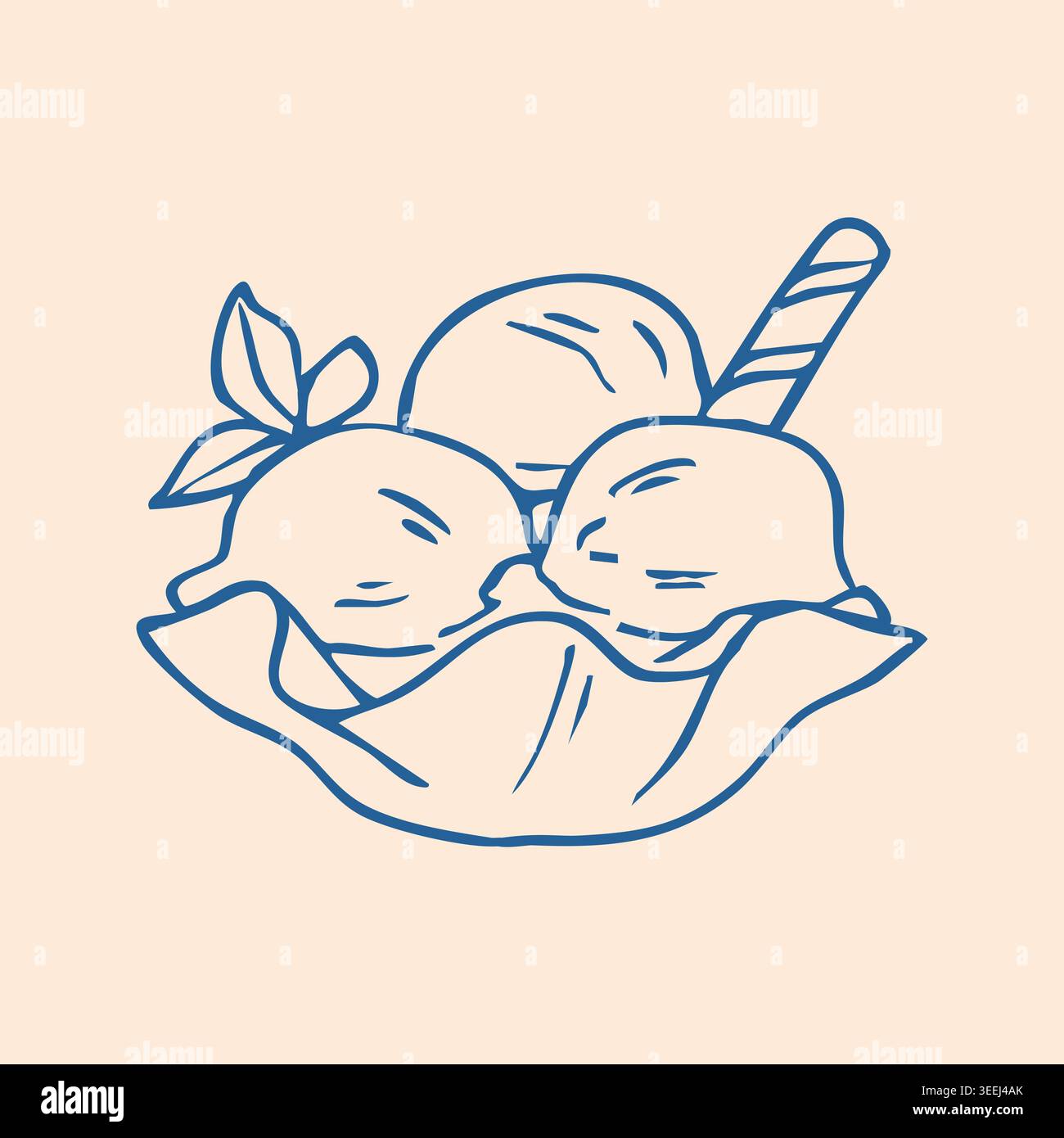 Handgezeichnete Eisschale Kritzelillustration in minimalem Umrissstil Stock Vektor