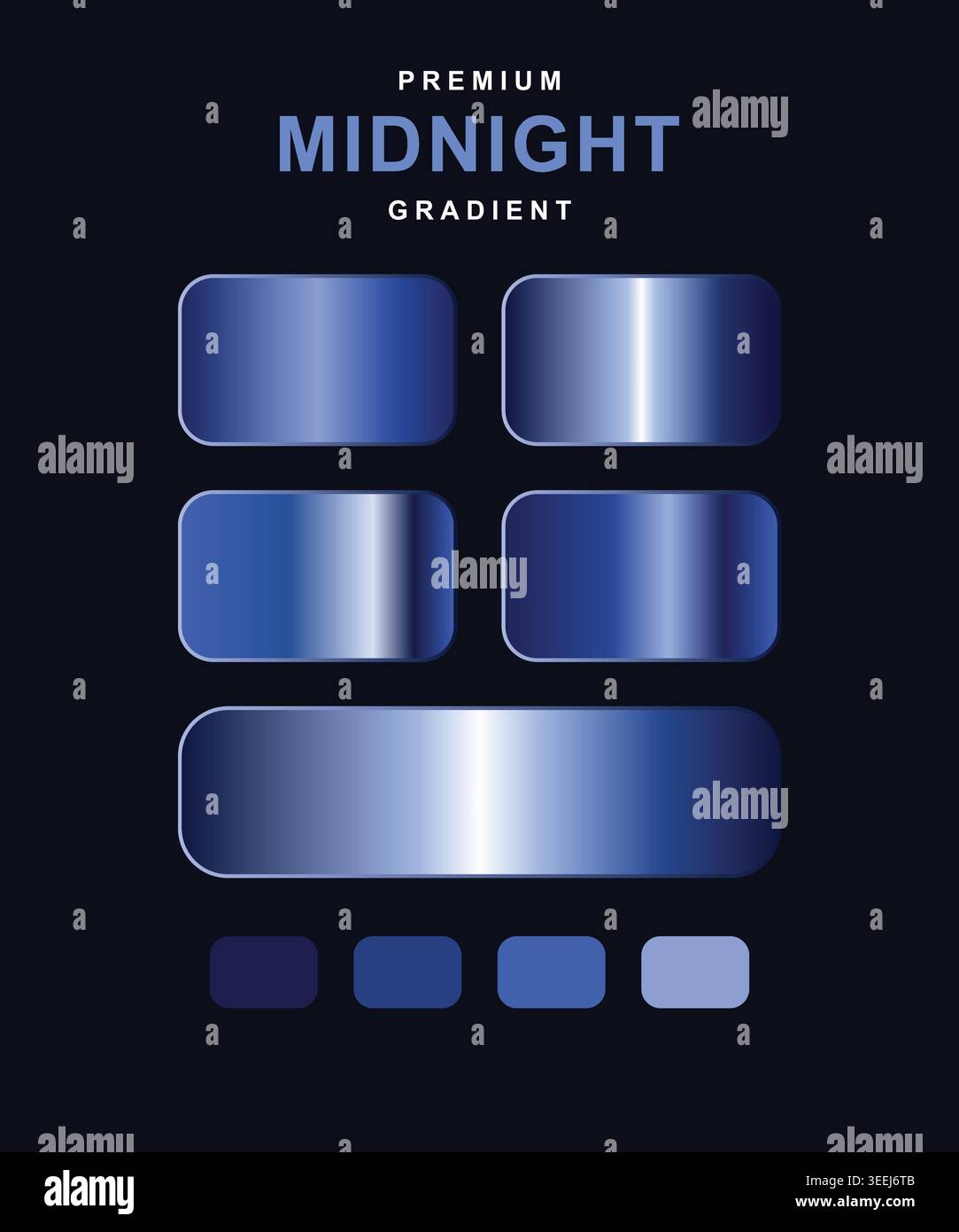 Blaue metallische Symbole mit Farbverlauf für UI-Design. Enthält Oberflächenelemente, Schaltflächen und Komponenten der Benutzeroberfläche. Ideal für App-Design und Website-Entwicklung Stock Vektor