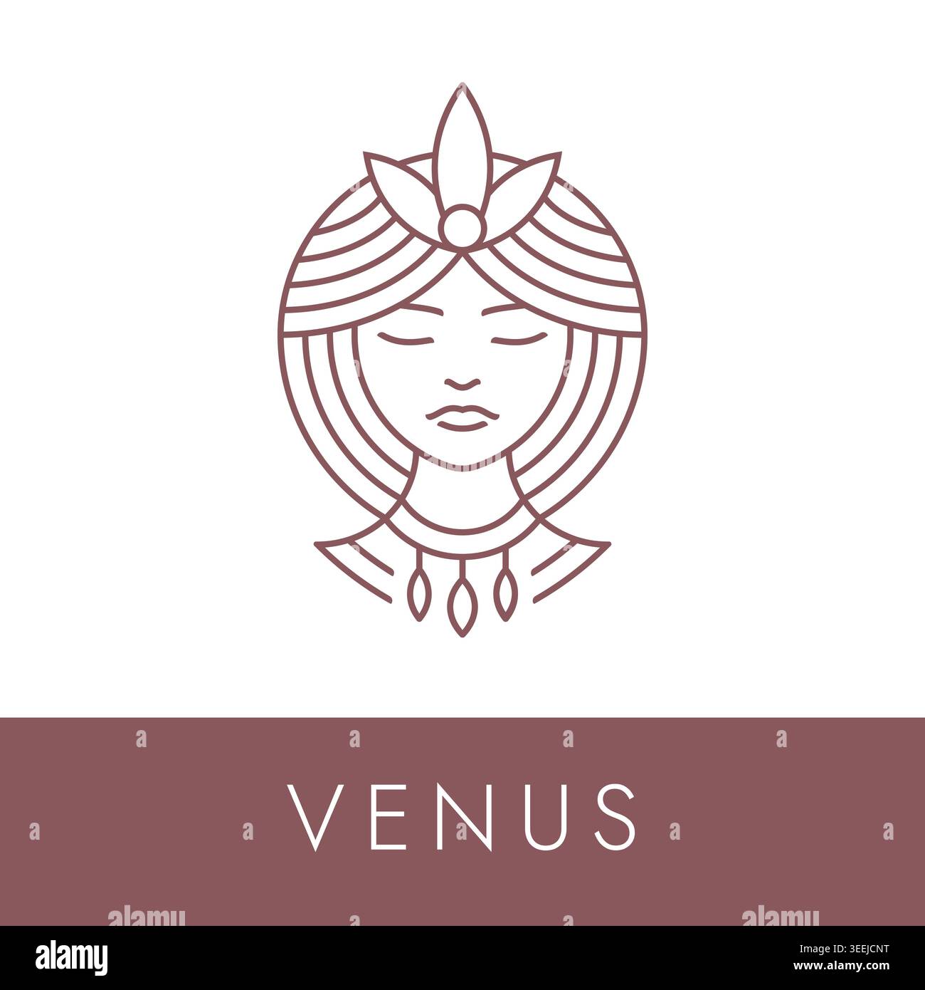 Das Symbol der mythologischen Göttin Venus. Abstraktes Logo-Design für Schönheit, Wellness, Kosmetik und Mode. Stock Vektor