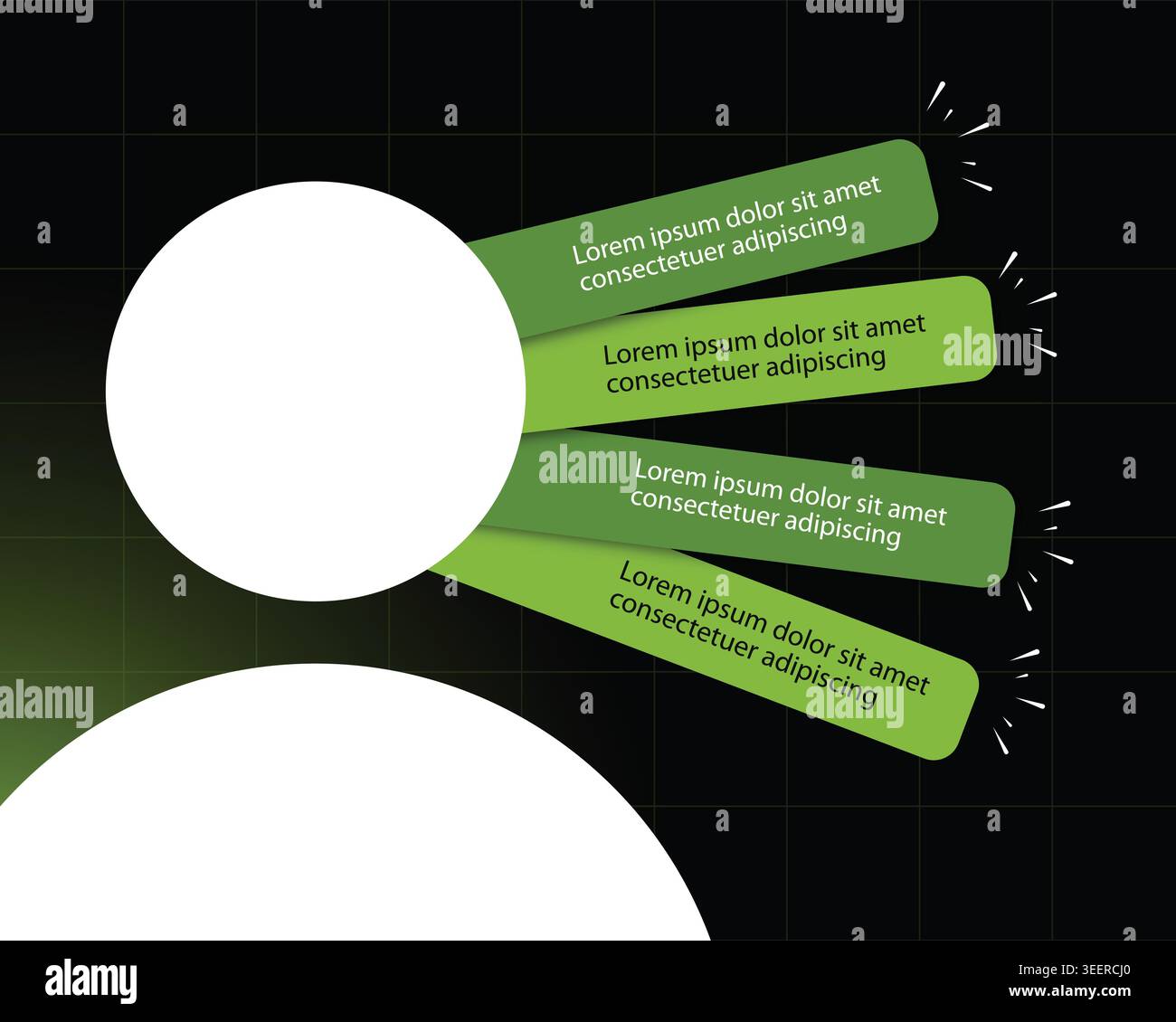 Modernes Benutzerprofil Infografik-Schritte Layout grün leuchtende Zeitachse Präsentation Diagramm Schnittstelle Datendesign Elemente Stock Vektor