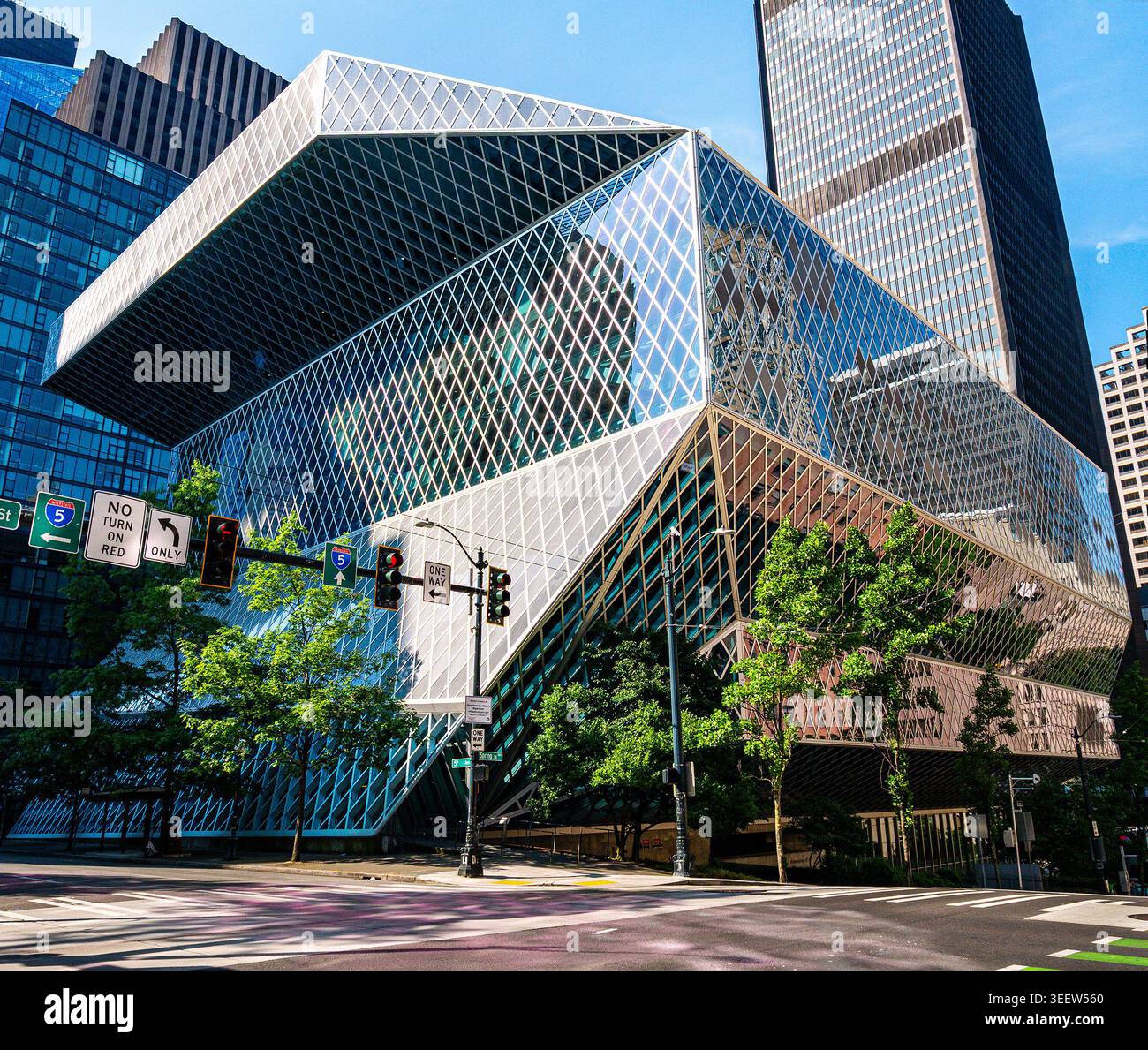 Das Gebäude der Seattle Central Library in Seattle, Washington State, ist das Flaggschiff der Seattle Public Library Stockfoto