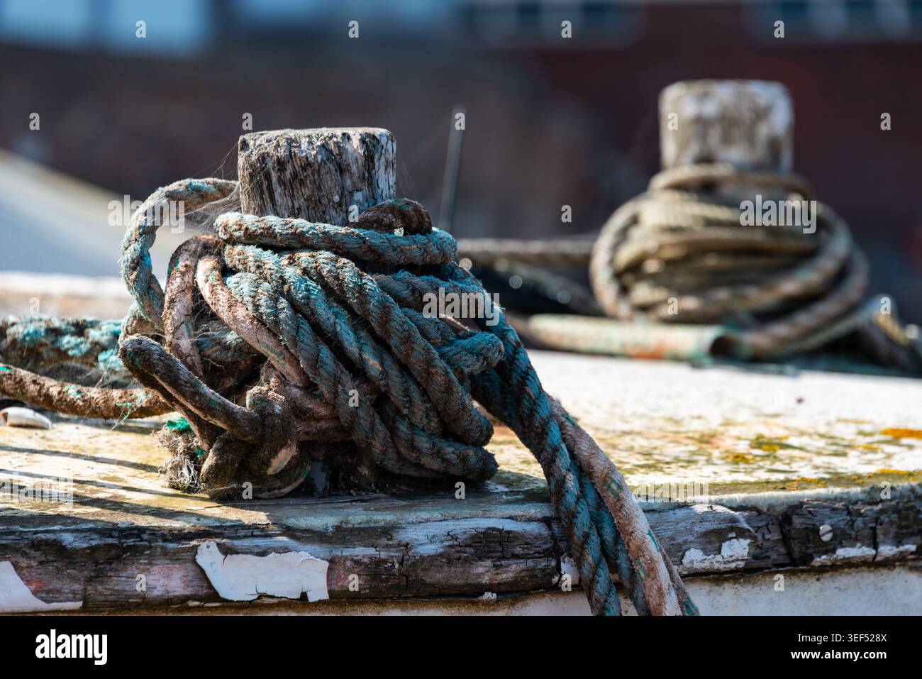 Altes Festmacherseil Stockfoto
