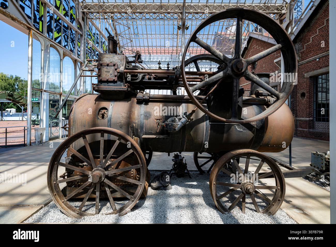 Alte Maschinen auf einer UNESCO-Stätte, die das industrielle Erbe in Frankreich zeigen Stockfoto