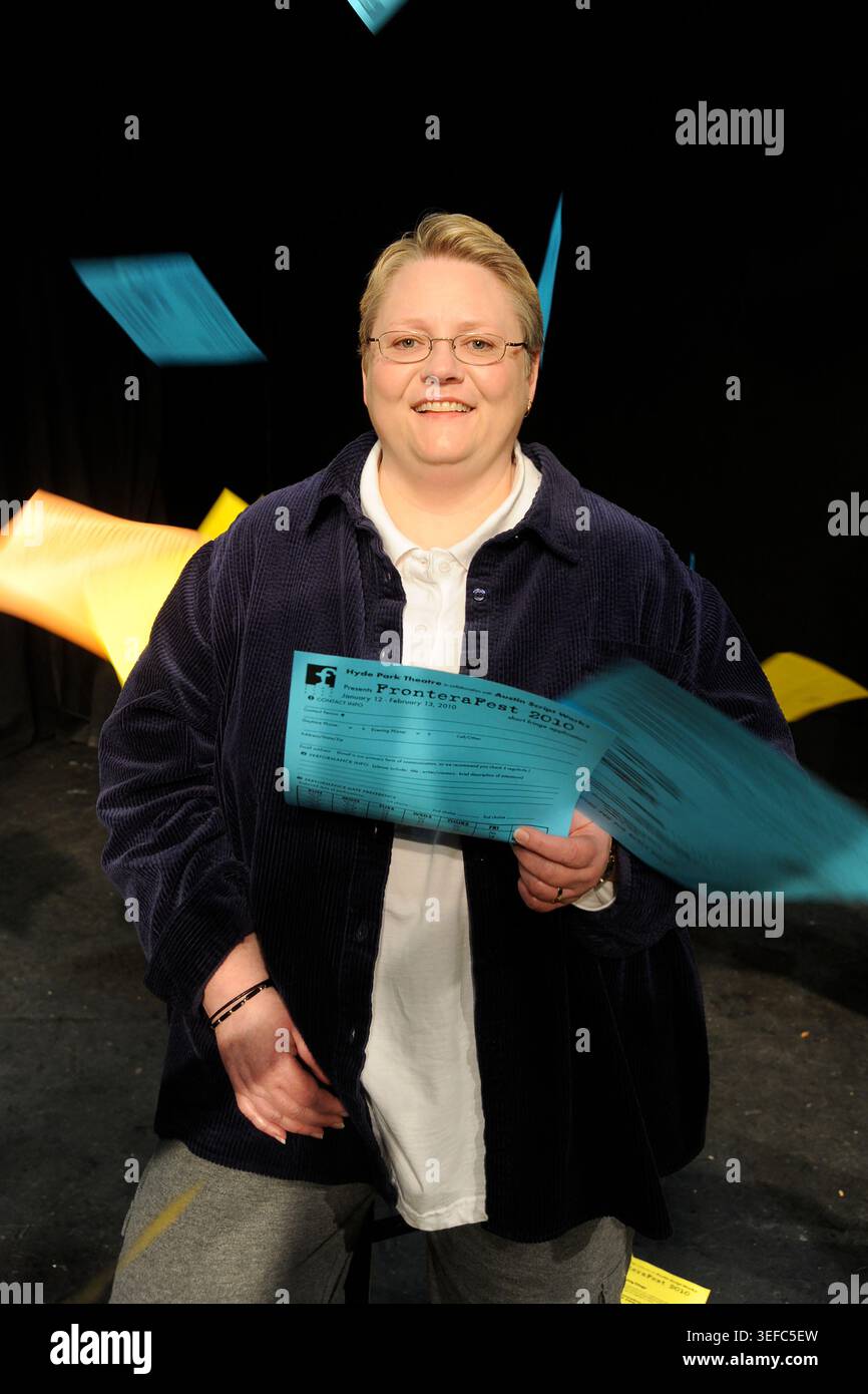 Porträt von Christi Moore im Hyde Park Theater, Austin, Texas, 30. Dezember 2009. (Foto: John Anderson/The Austin Chronicle) Stockfoto