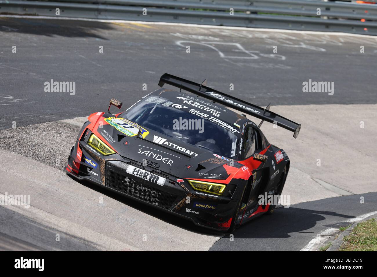 Nürburg, Deutschland 14.-17. Mai 2026: ADAC Ravenol 24h Rennen Nürburgring - 2026 - im Bild: #33 KKrämer Racing UG & Co KG - (Tobias Vazquez-Garcia GER, Fidel Leib GER, Michele Di Martino GER, Christopher Brück GER) | Stockfoto