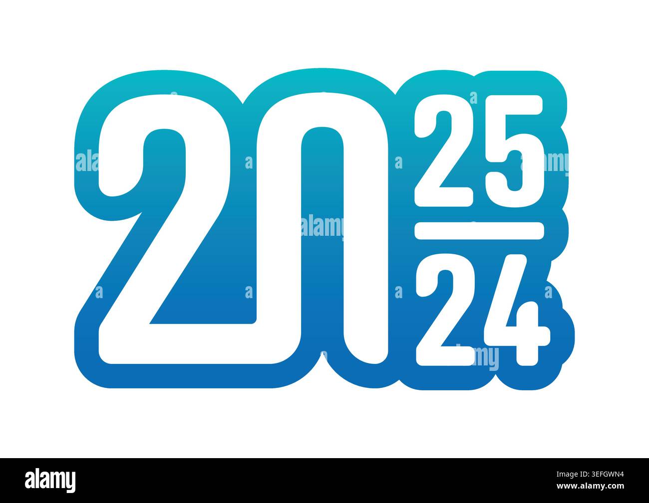 Gradient 2024 und 2025 Konzept. 2024 und 2025 Logo Stock Vektor