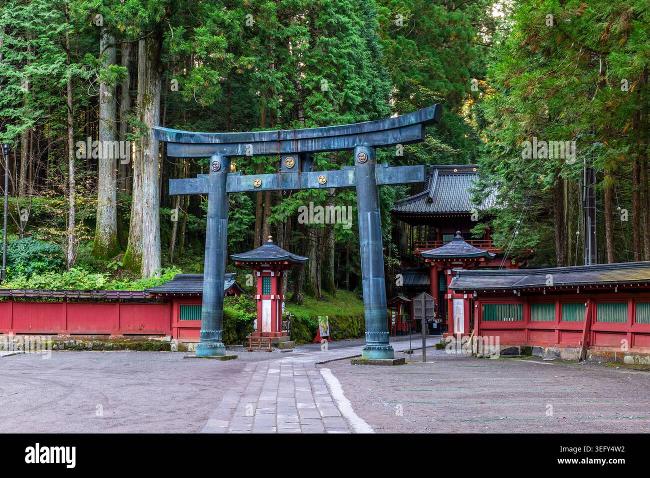 Karakane Torii des Futarasan-Schreins in Nikko, Präfektur Tochigi, Kanto, Japan Stockfoto