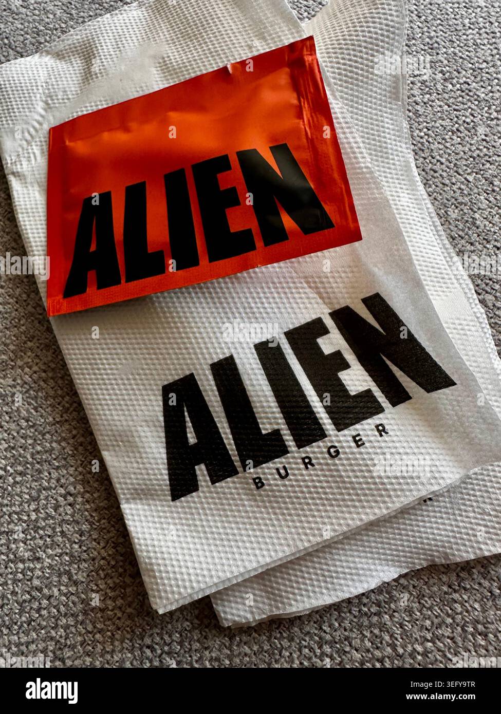 Alien Burger Fast Food Verpackung Stockfoto