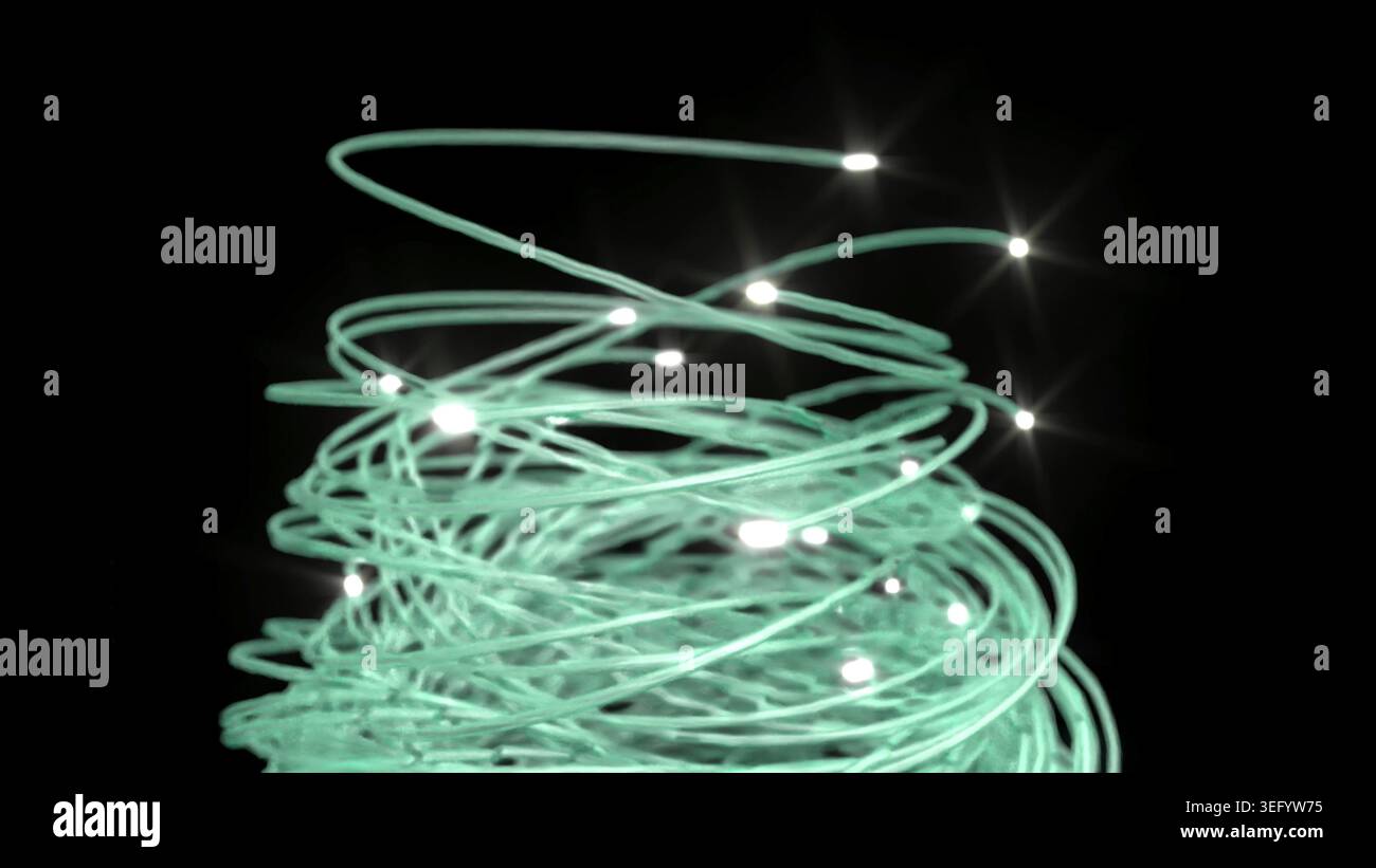 Grüne Kreise Kurvenlinien Ai Glühen LED Lichter 3D Rendern Stockfoto