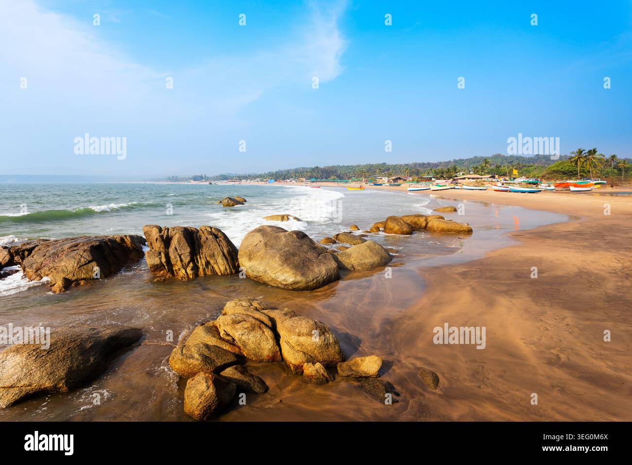Beauty Agonda Beach. Agonda Beach ist ein öffentlicher Strand in der Nähe des berühmten Palolem Strandes in South Goa in Indien. Stockfoto