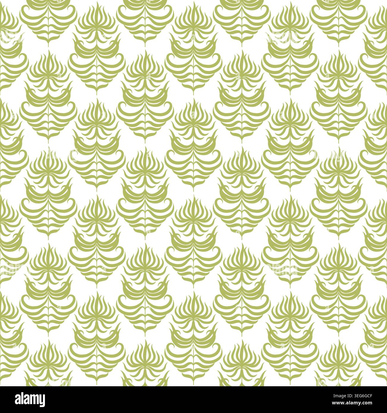 Ein handgezeichnetes Blumenmuster aus Zweigen und Blättern. Vektorabbildung. Geometrisches nahtloses Muster mit stilisierten Blumenmotiven, isoliert auf einem Licht Stock Vektor