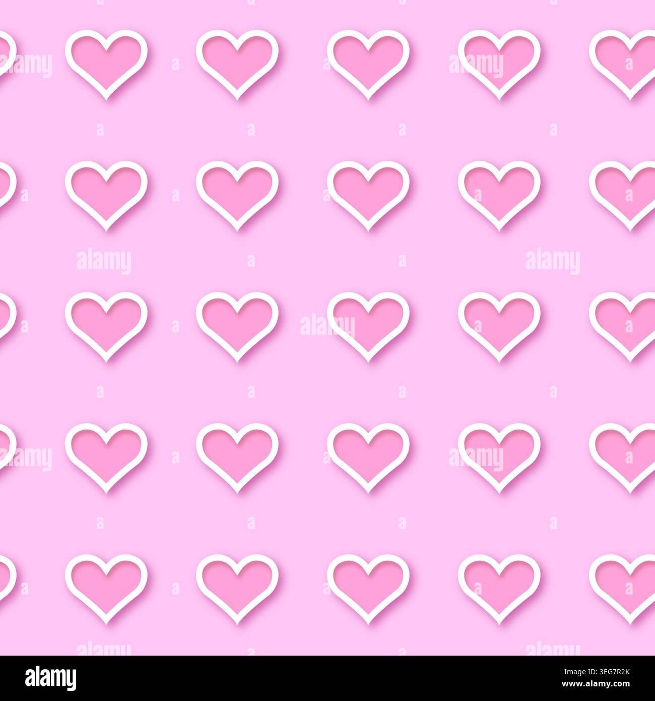 Niedliches, nahtloses 3D-Herzmuster. Liebe Hintergründe zum Valentinstag. Stock Vektor