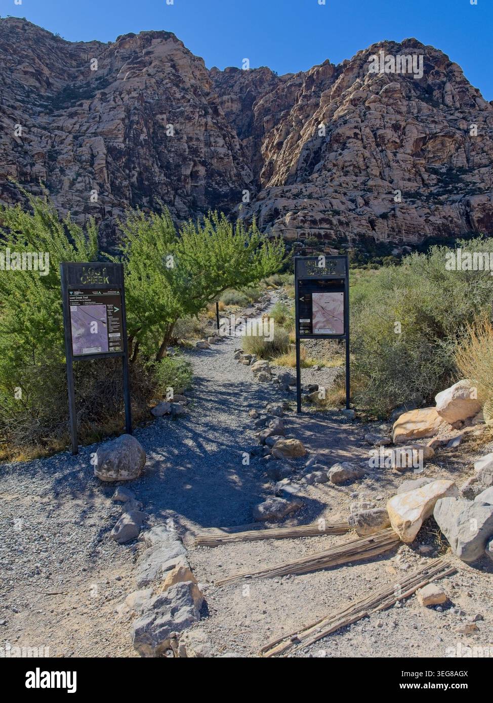In der Red Rock Canyon National Conservation Area geht es weiter in den Canyon Stockfoto