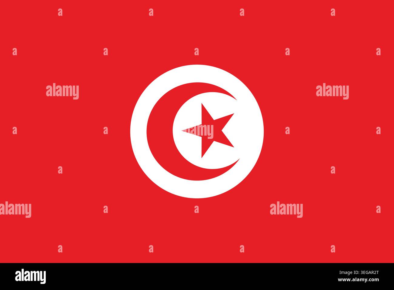 Tunesien Nationalflagge flache Vektor-Illustration. Geeignet für redaktionelle und pädagogische Zwecke. Stock Vektor
