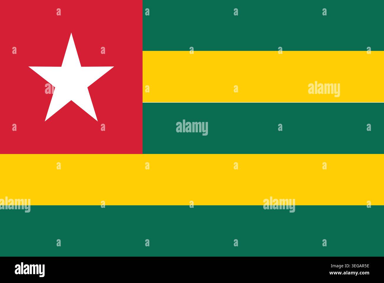 Togo Nationalflagge flache Vektor-Illustration. Geeignet für redaktionelle und pädagogische Zwecke. Stock Vektor