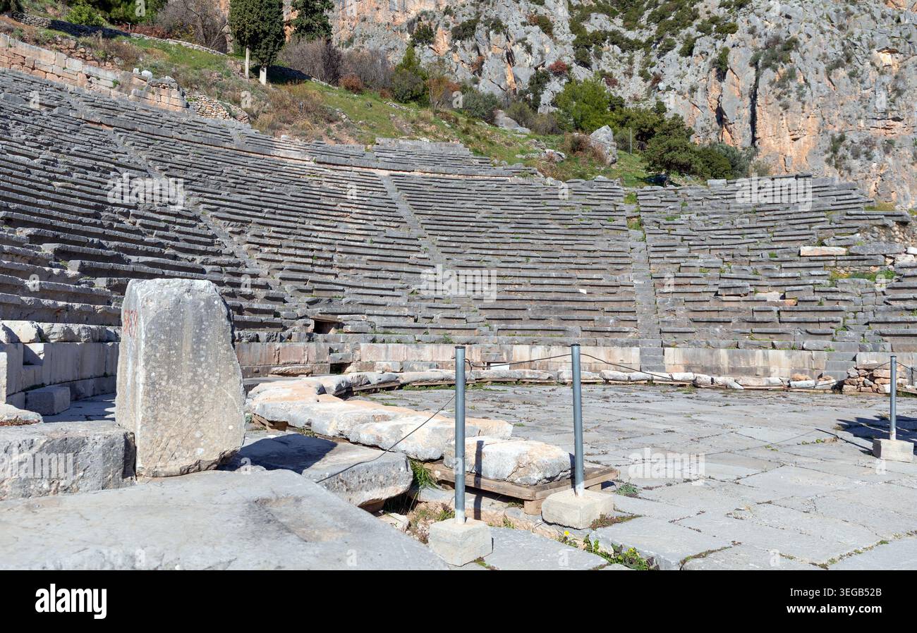 Altes Theater von Delphi archäologische Stätte, Griechenland Stockfoto