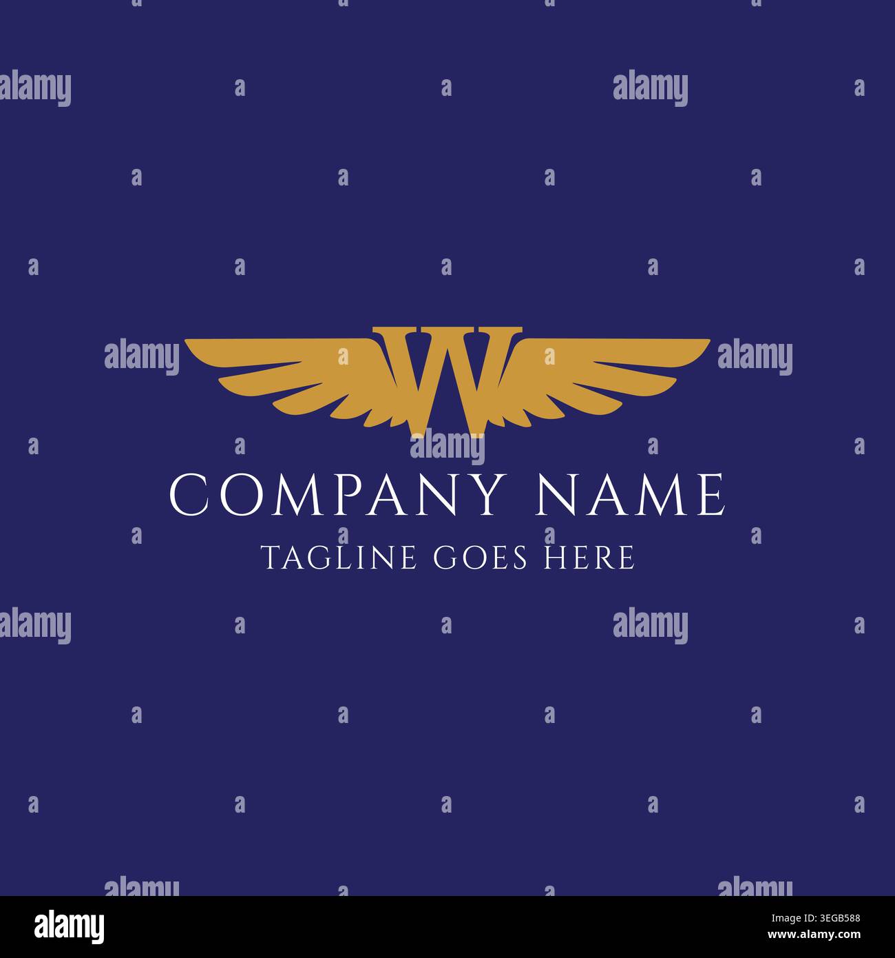 Minimalistische Monogramm-Typographie-Grafik Mit Goldenem, Gefiedertem Aviator-Charakter Stock Vektor