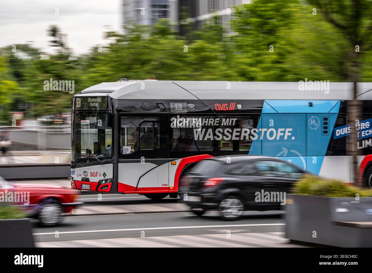 Wasserstoffbus der Duisburger Verkehrsgesellschaft (DVG); 26 Brennstoffzellenbusse fahren seit 2025 emissionsfrei, weitere Pläne sind geplant Stockfoto