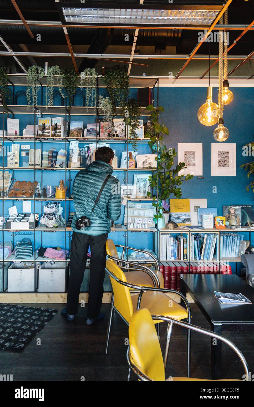 Innenraum des Husky Cafe, Longyearbyen, Svalbard Stockfoto