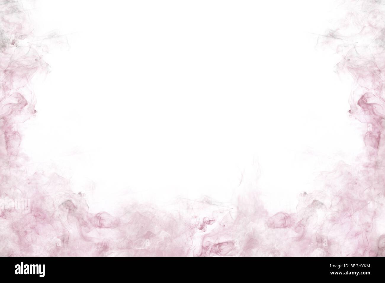 Rauch oder rosa Nebel auf einer Postkarte. Aquarellabbildung. Ein sanfter mystischer Dunst, die Grenze ist handgezeichnet, isoliert auf dem Hintergrund Stockfoto
